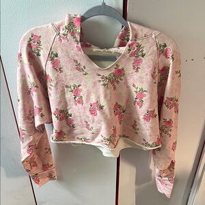 LoveShackFancy Pink Floral crop hoodie